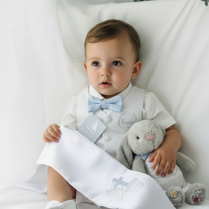 White satin children's sash stole for Baptisms 60in long