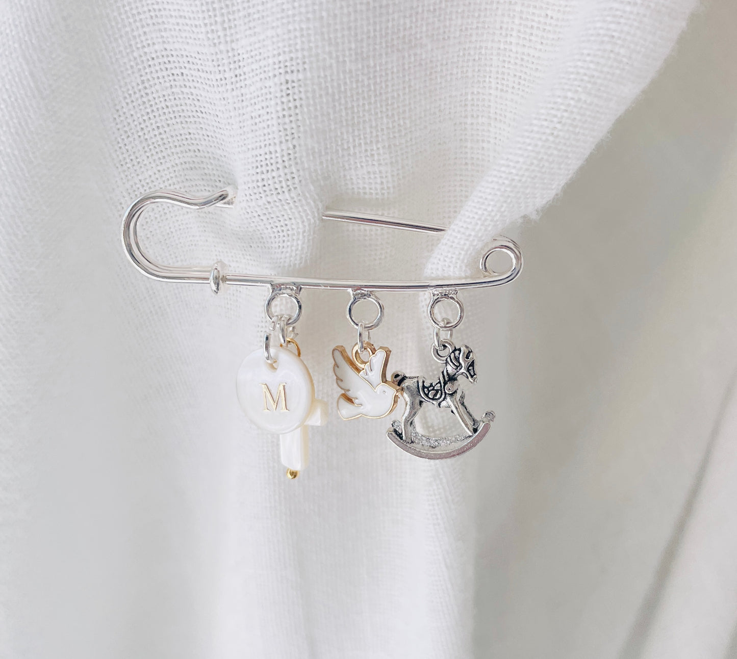 Baby Baptism keepsake Pin silver plated Brooch