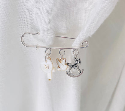 Baby Baptism keepsake Pin silver plated Brooch