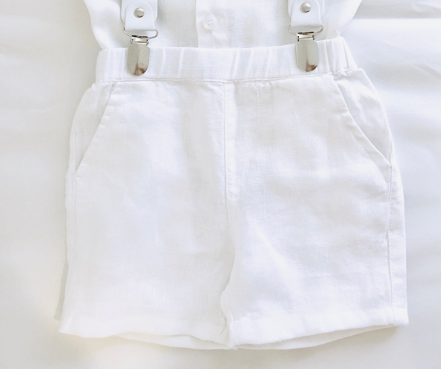 Boys white pure linen shorts