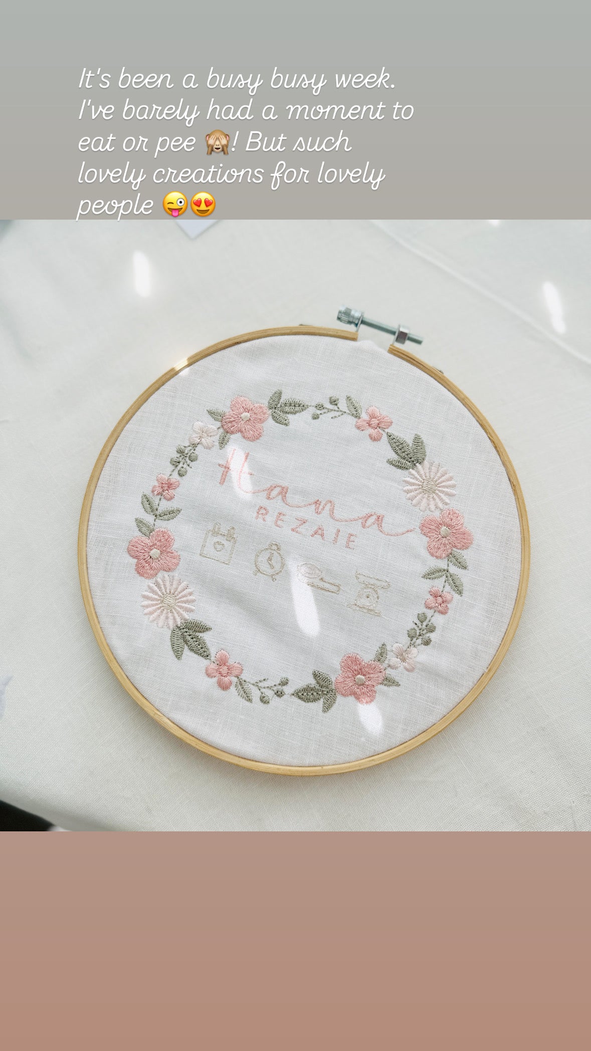 Baby birth notice embroidered art