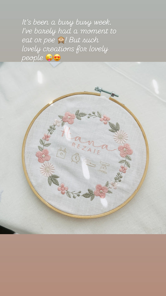 Baby birth notice embroidered art