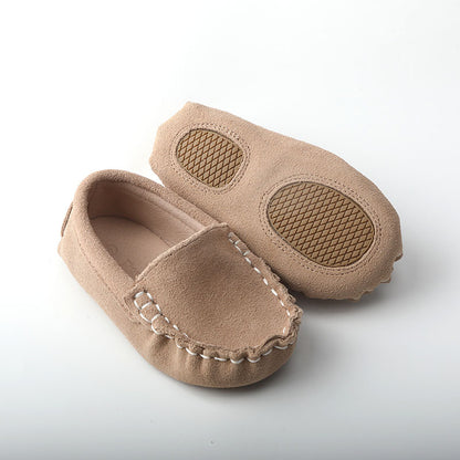 Beige tan suede Leather moccasins loafers boat shoes