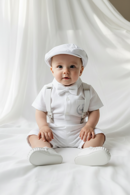 White Linen Baptism summer Set with Optional Jacket