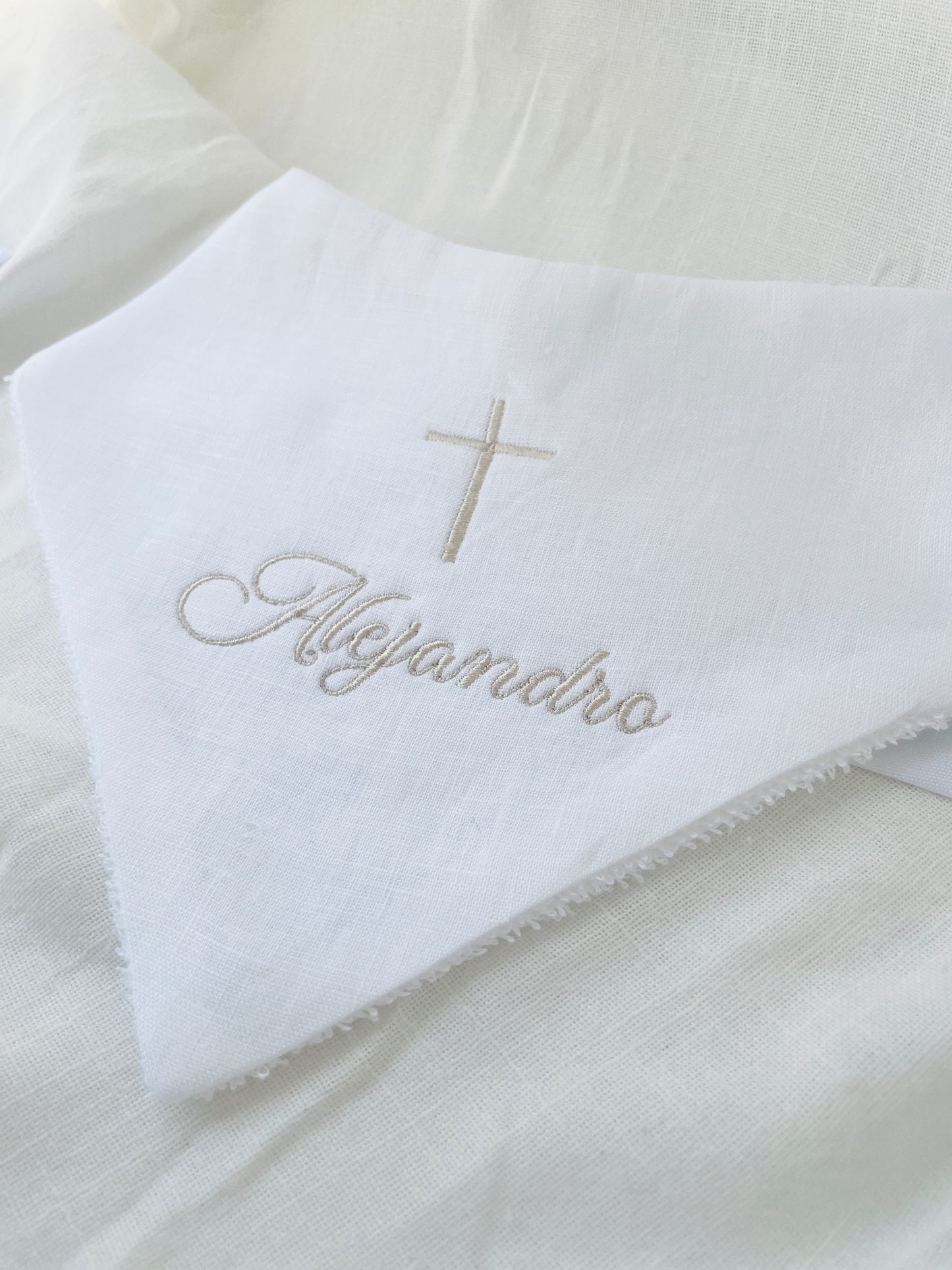 White satin children's sash stole for Baptisms 60in long