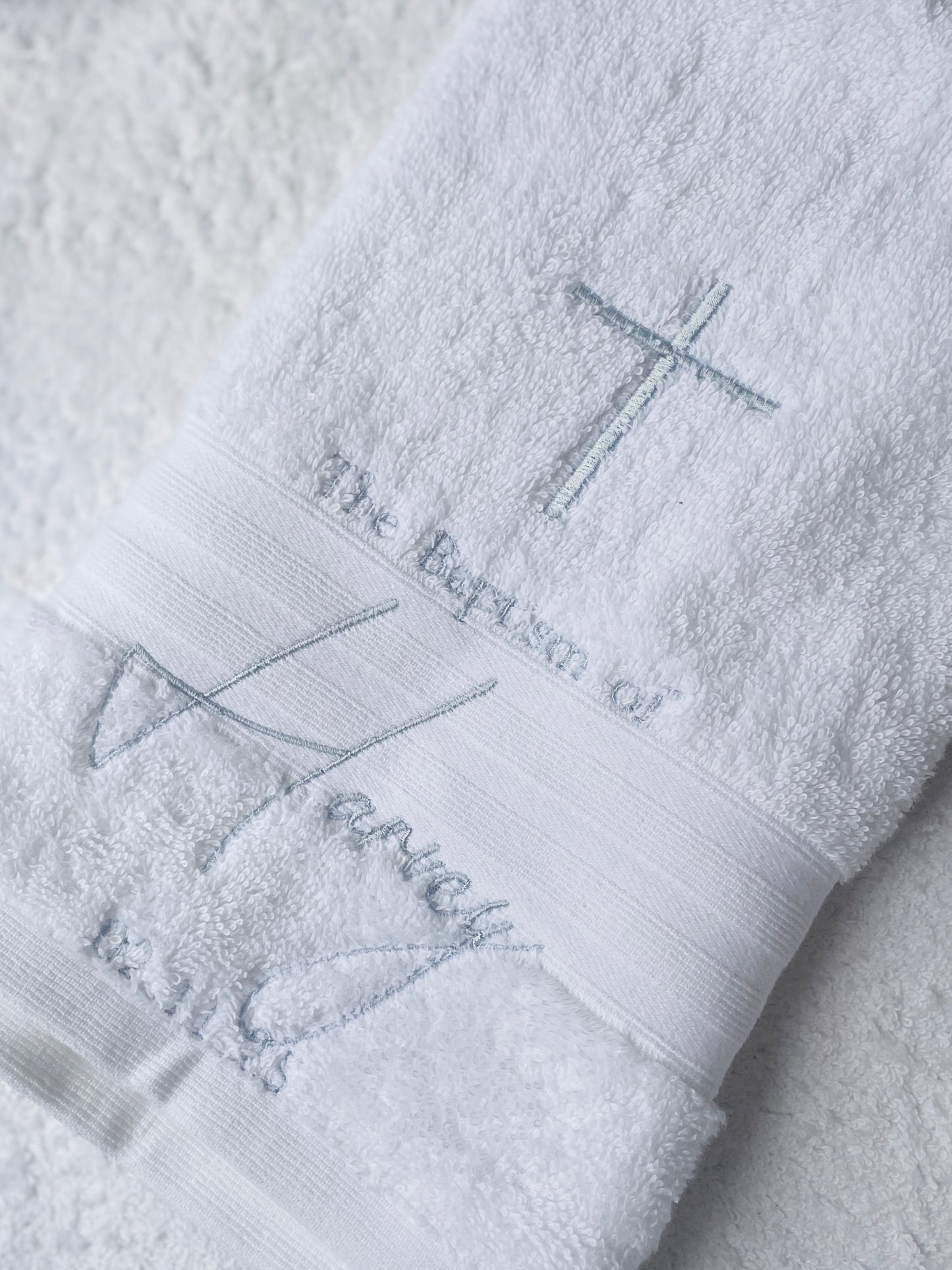 Embroidered Baptism and Christening bath towel