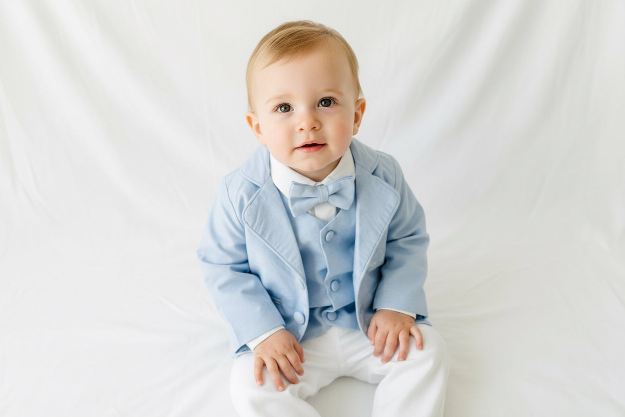 Pale Blue Chambray Vest Suit with optional Jacket