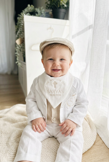 White suit with and Beige vest set