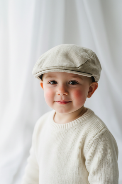 Polo Bear first birthday set with linen shirt, shorts and bear jumper
