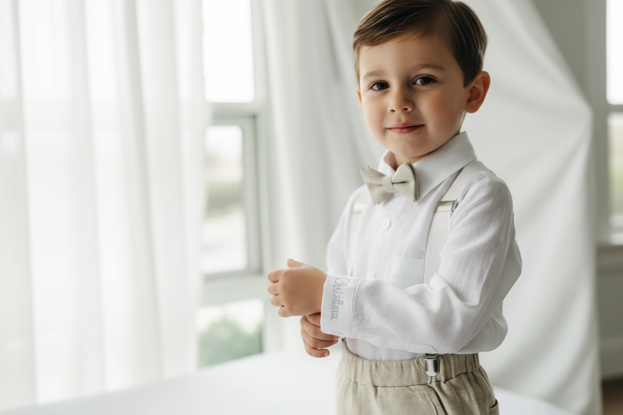 Beige Linen pants and blue vest outfit