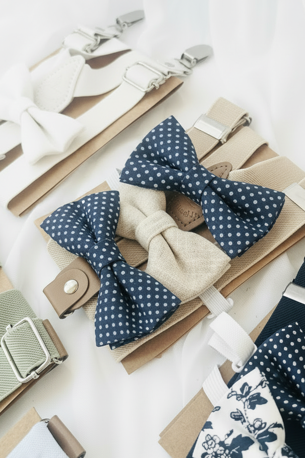 Baby and toddler bow ties and suspenders set