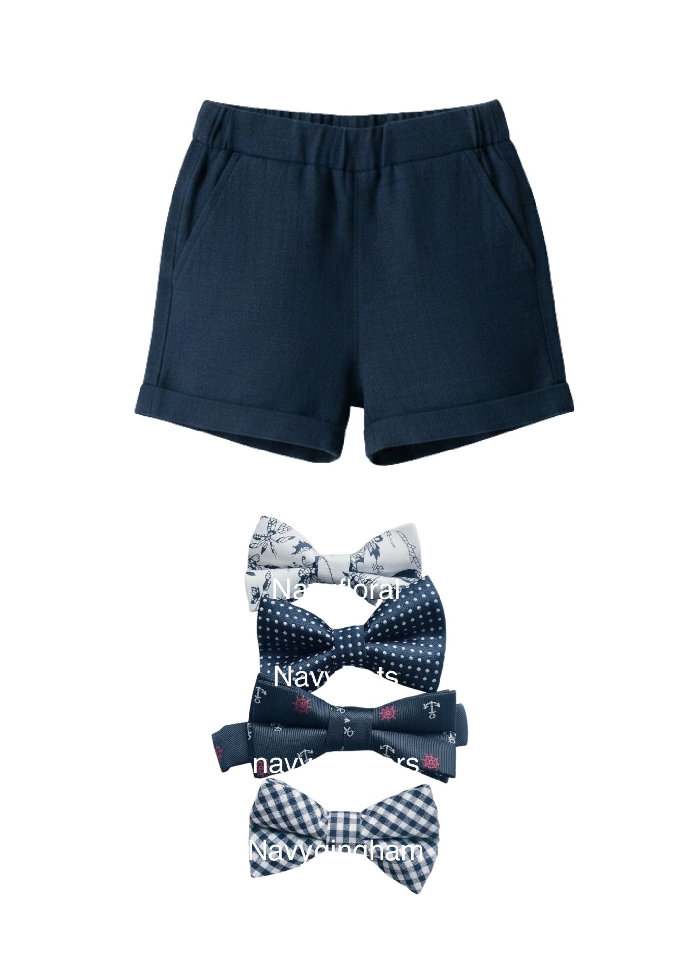 Boys navy blue pure linen shorts