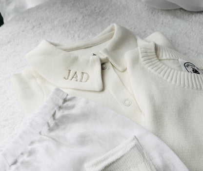 Long Sleeve Collared Cotton Onesie Bodysuit