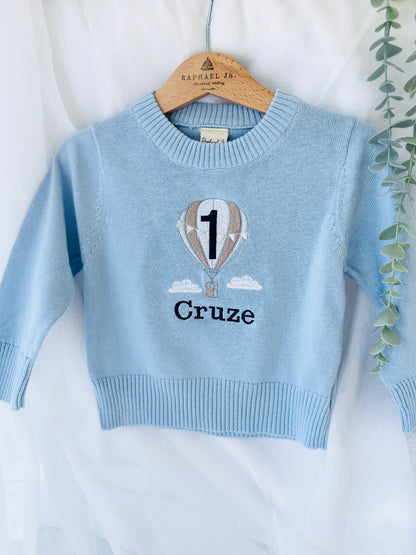 White cotton sweater with optional embroidery
