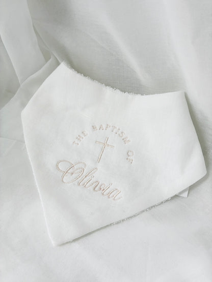 Embroidered Baptism and Christening bath towel