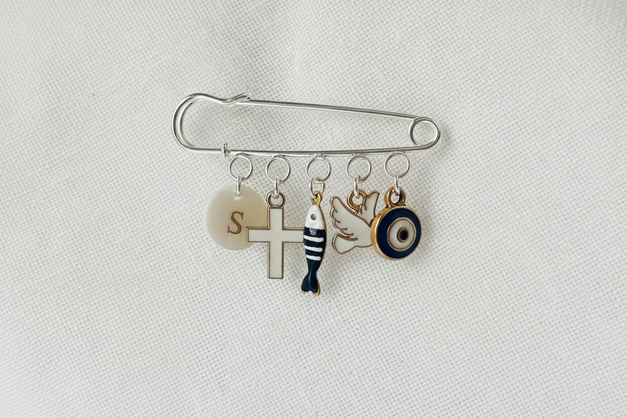 Baby Baptism keepsake Pin silver plated Brooch