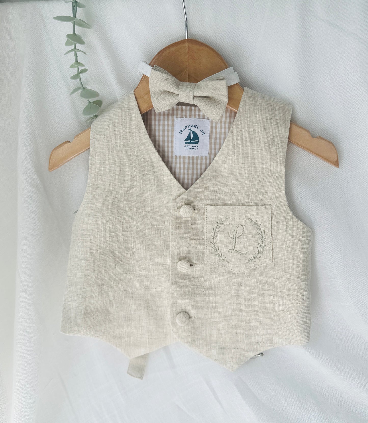 Baby and Toddler Boys beige natural pure linen vest