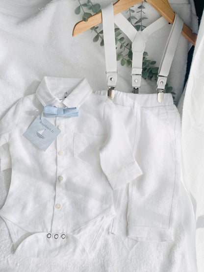 Boys white pure linen pants