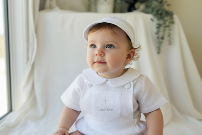 Pure linen white blouse shirt with round collar