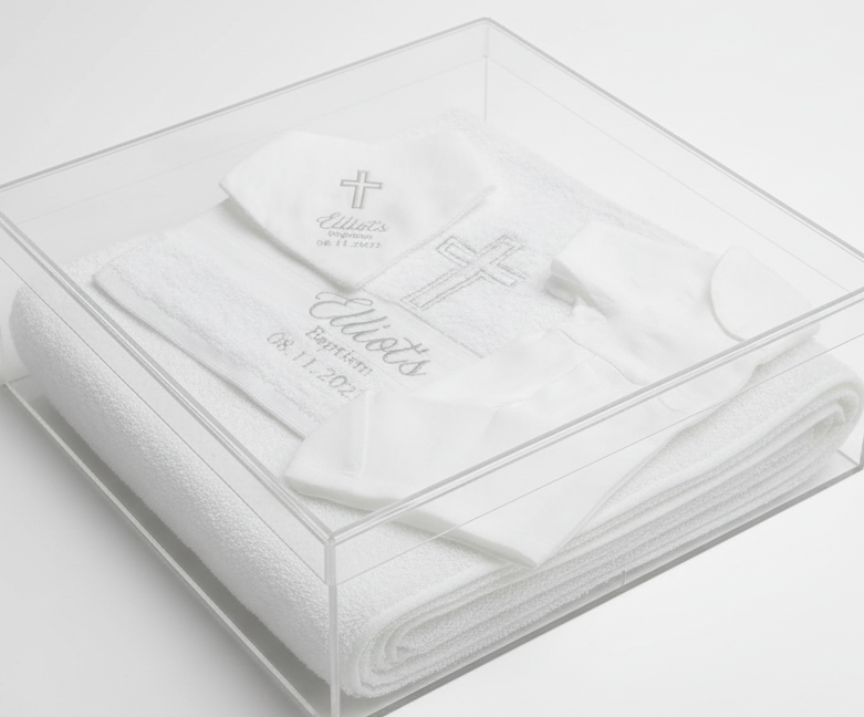 Embroidered Baptism and Christening bath towel