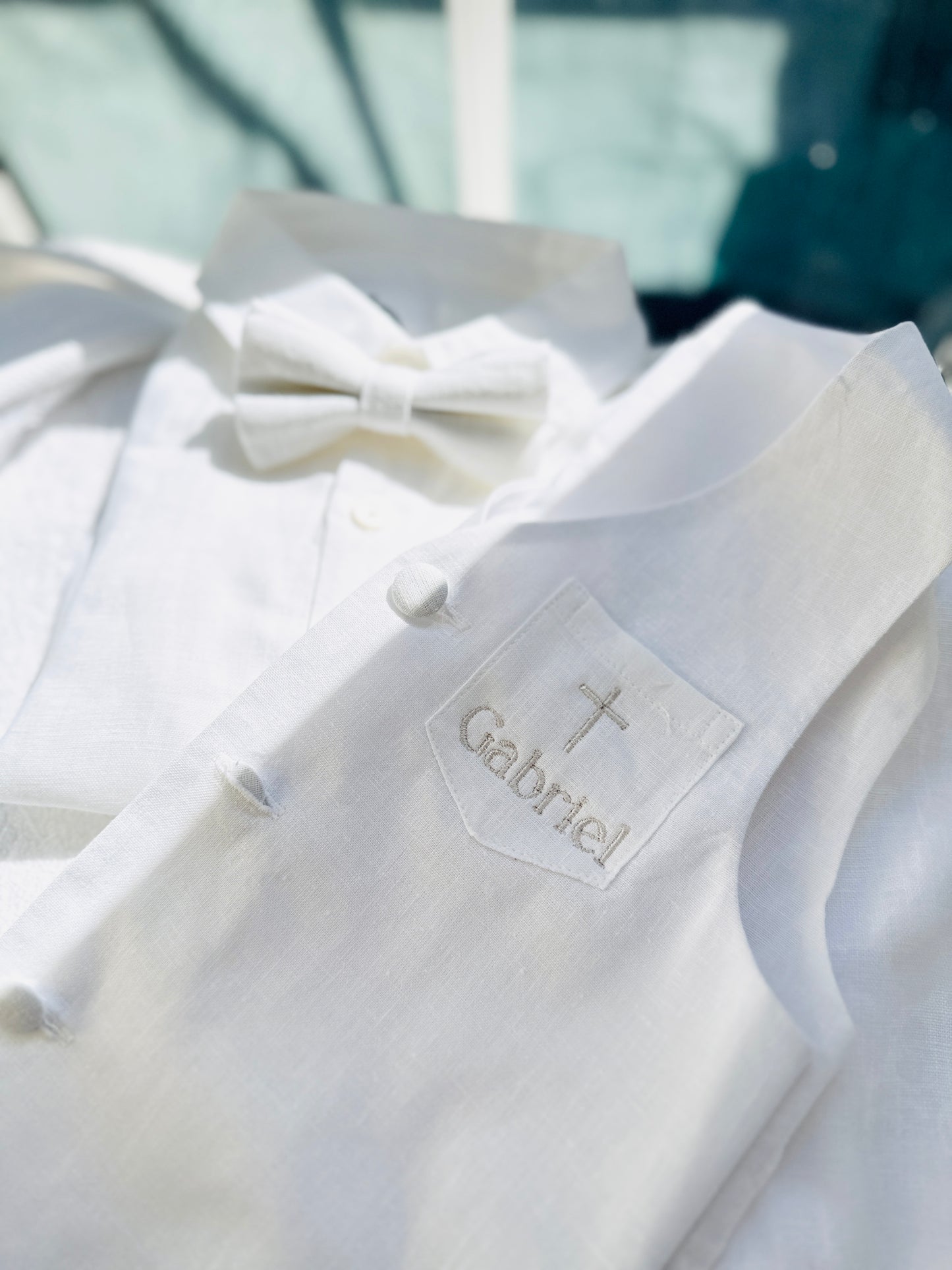 White linen vest waistcoat