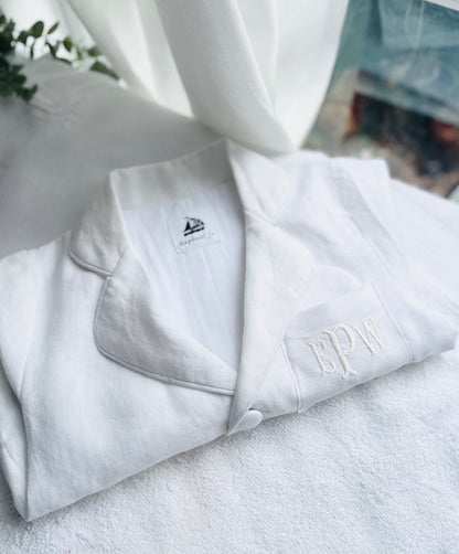 Boys White linen Baptism blazer jacket with optional embroidery