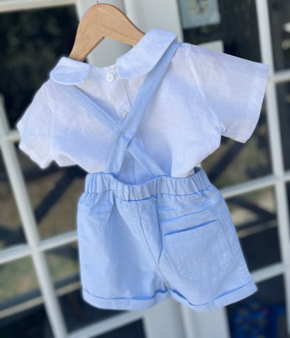 Boys pale baby blue chambray cotton shorts