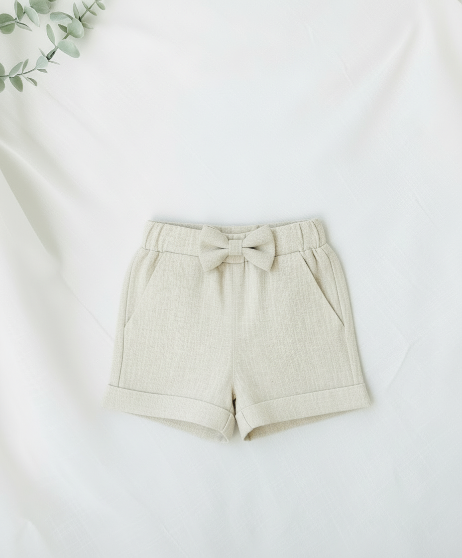 Boys beige natural pure linen shorts