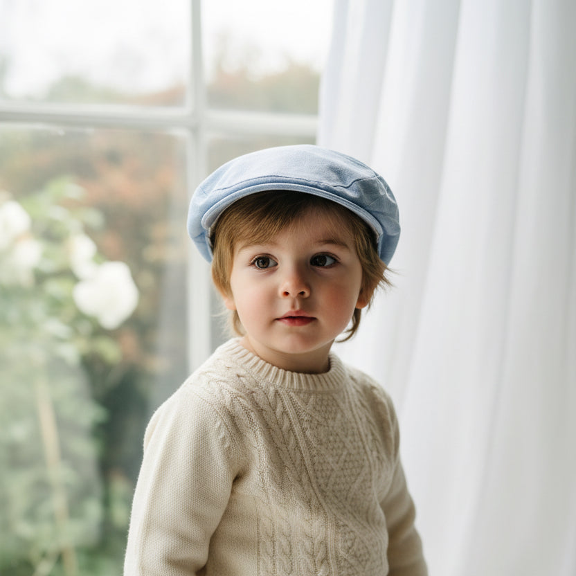 Blue chambray cotton cap