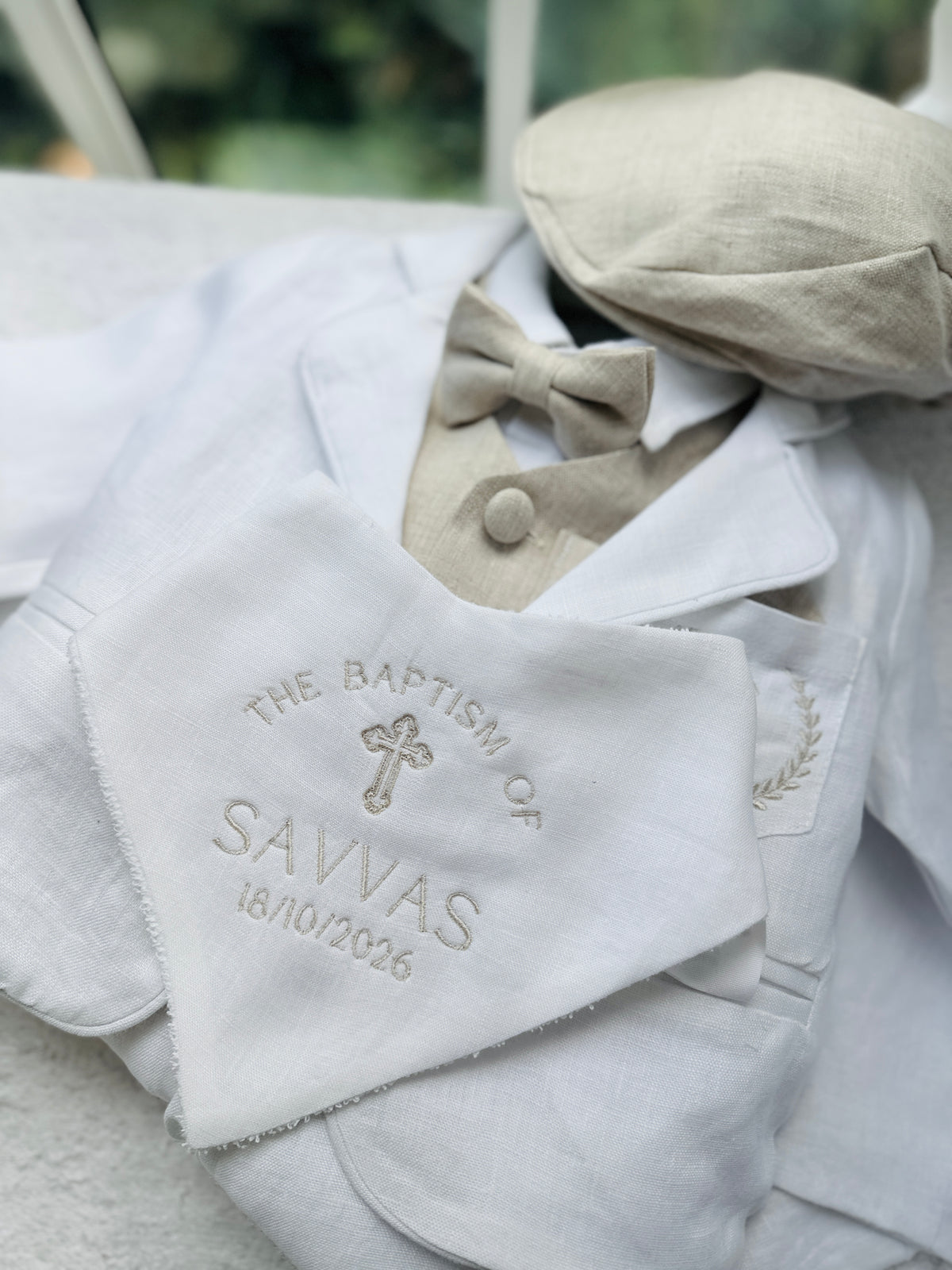 White suit with and Beige vest set
