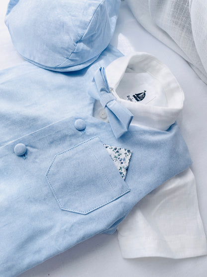 Pale Blue Chambray Vest Suit with optional Jacket