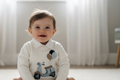 White cotton sweater with optional embroidery