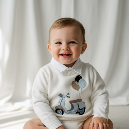 White cotton sweater with optional embroidery