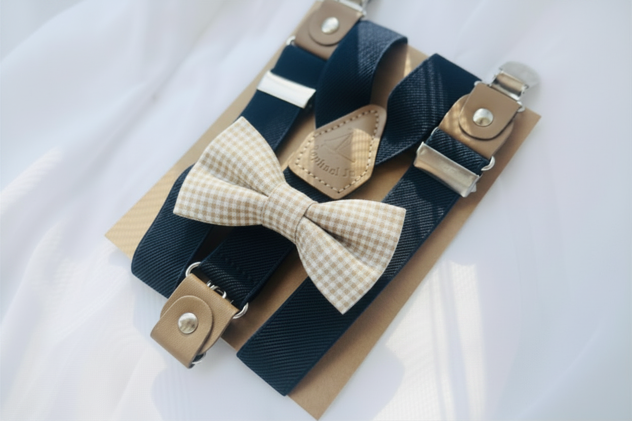 Baby and toddler bow ties and suspenders set