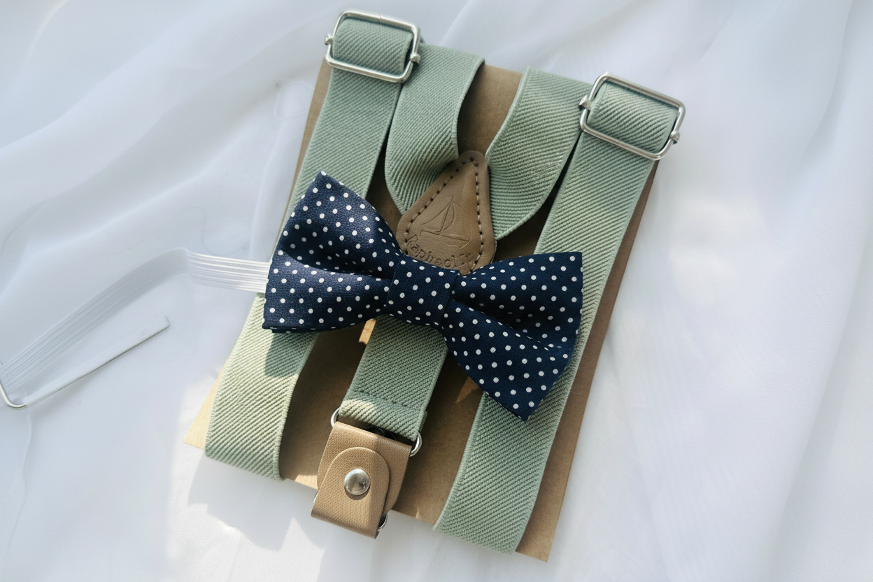 Baby and toddler bow ties and suspenders set