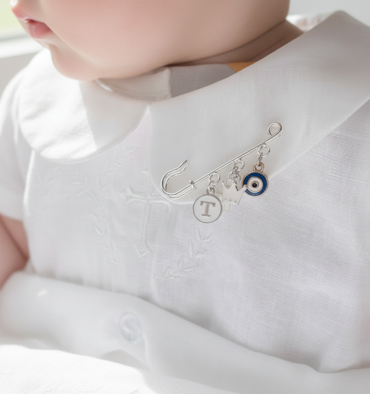 Baby Baptism keepsake Pin silver plated Brooch