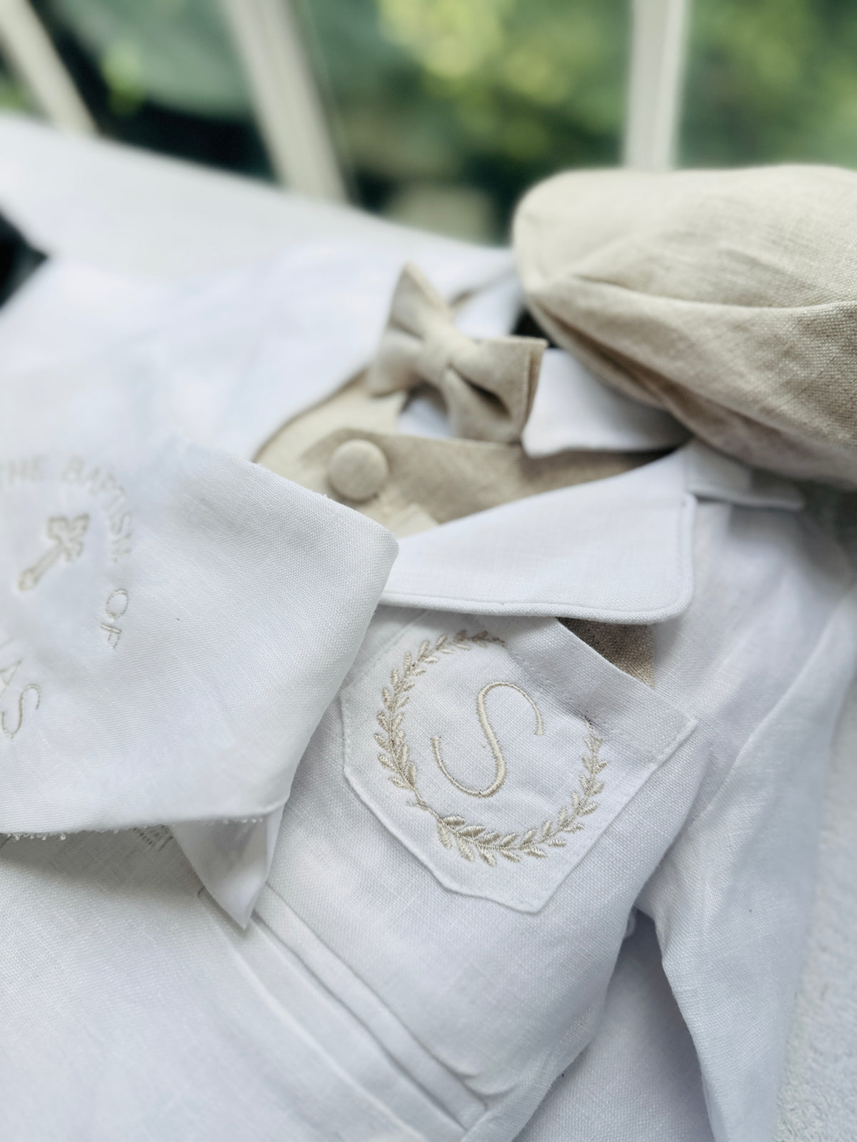 White suit with and Beige vest set