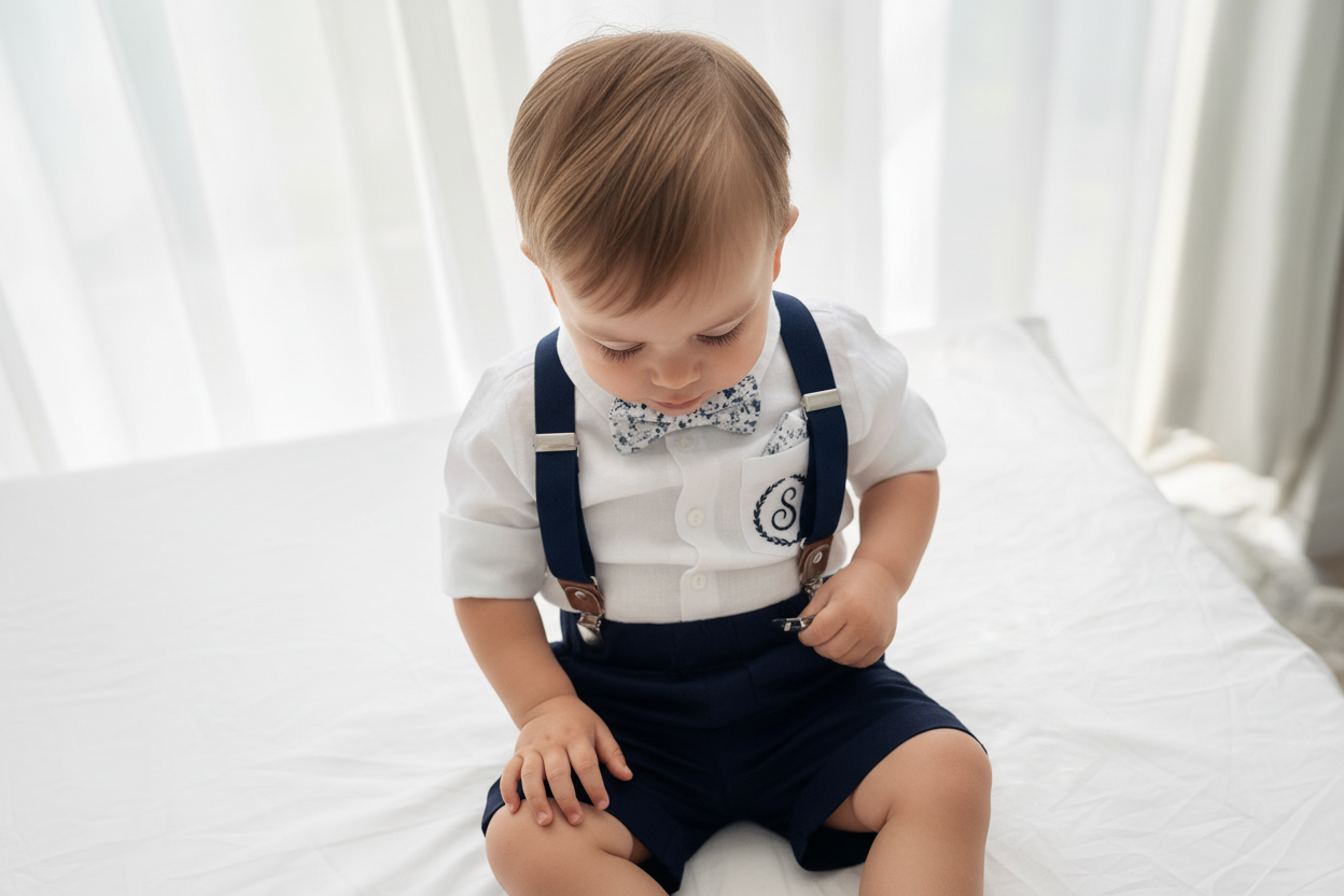 Boys Navy blue linen Summer suit