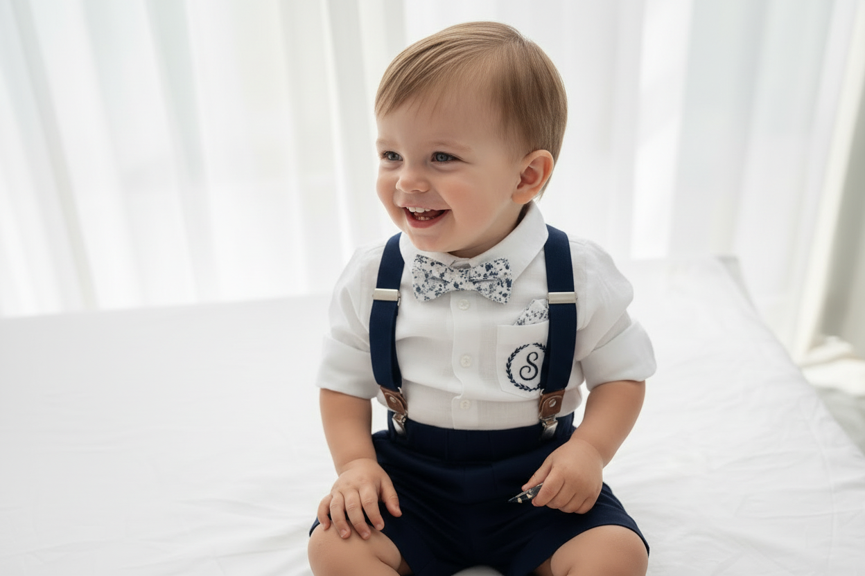 Boys white pure linen oxford collared shirt