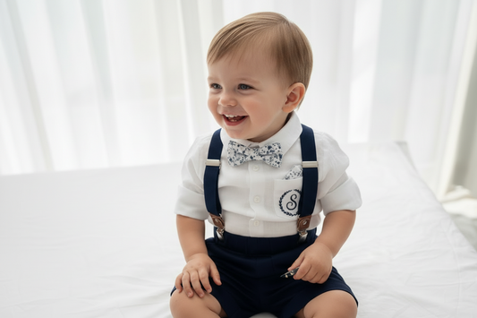 Boys Navy blue linen Summer suit