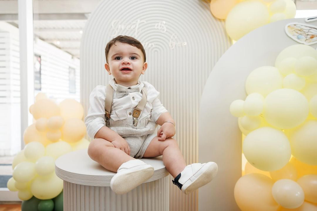 Light blue linen and cotin  baby and toddler boys formal baptism or wedding suit with accessories and optional personalisation