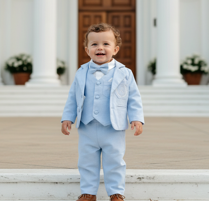 Pale Blue Chambray Vest Suit with optional Jacket