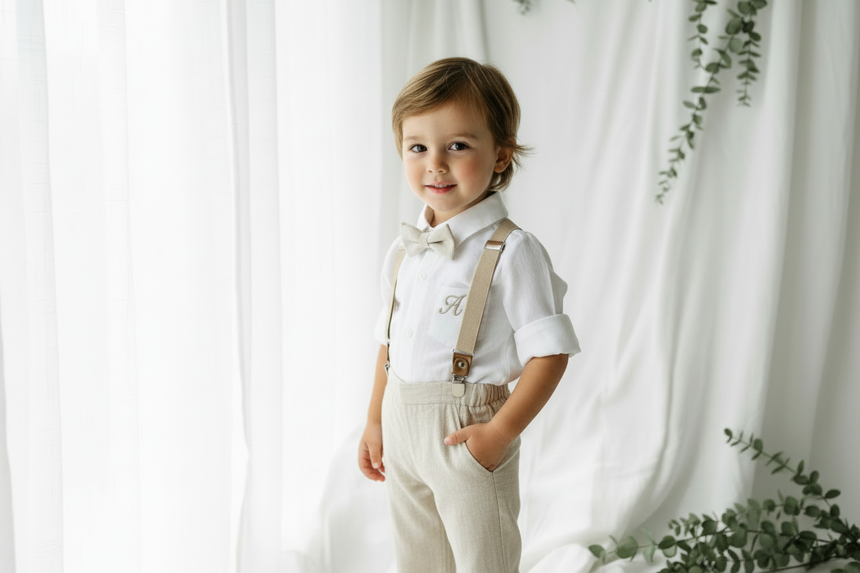 Boys white pure linen oxford collared shirt