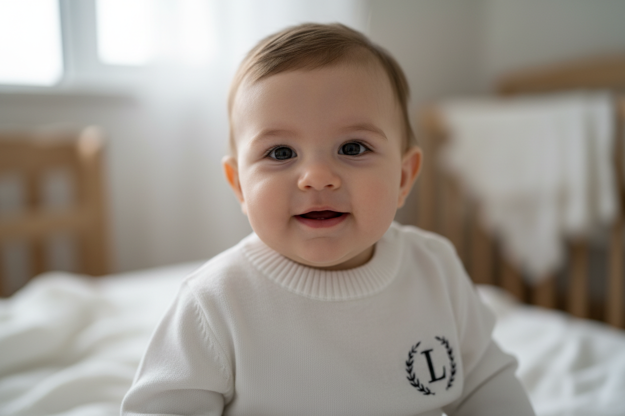 White cotton sweater with optional embroidery