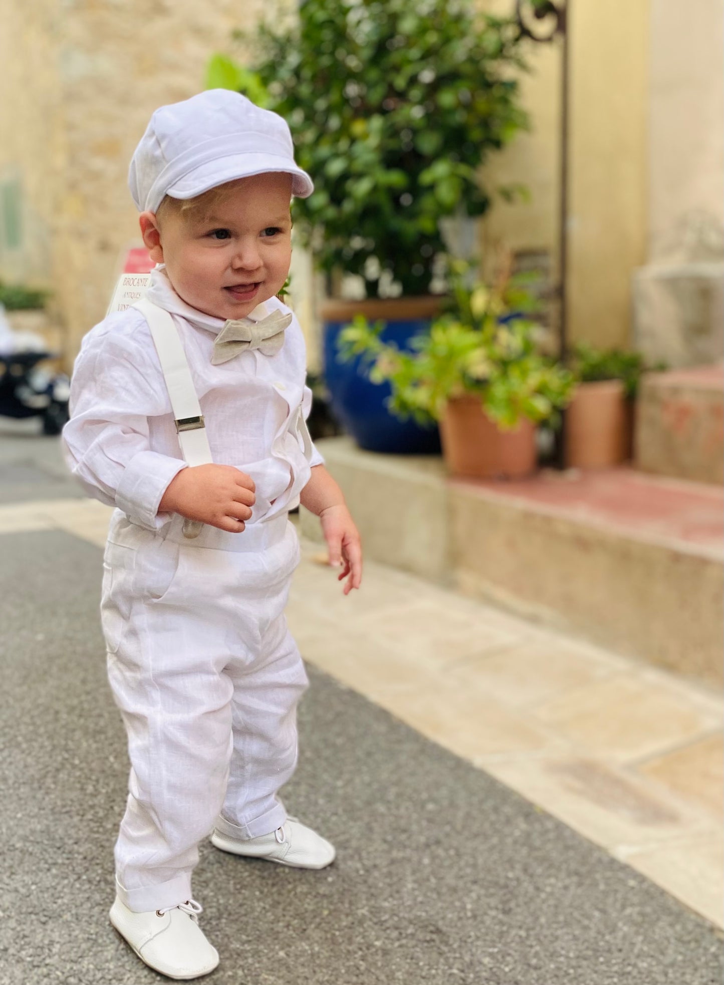 Baby and Toddler Boys white pure linen pants