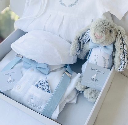 White linen Baptism flat cap beret hat
