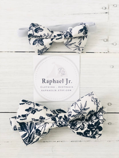 Childrens and Adults matching bow ties and suspenders sets