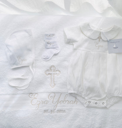 Embroidered Baptism and Christening bath towel