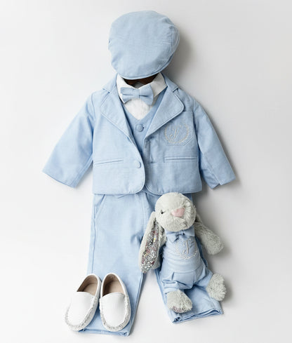 Pale Blue Chambray Vest Suit with optional Jacket
