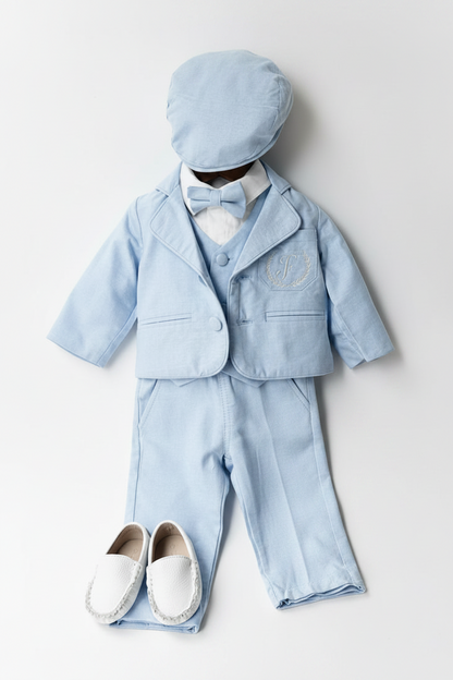 Pale Blue Chambray Vest Suit with optional Jacket